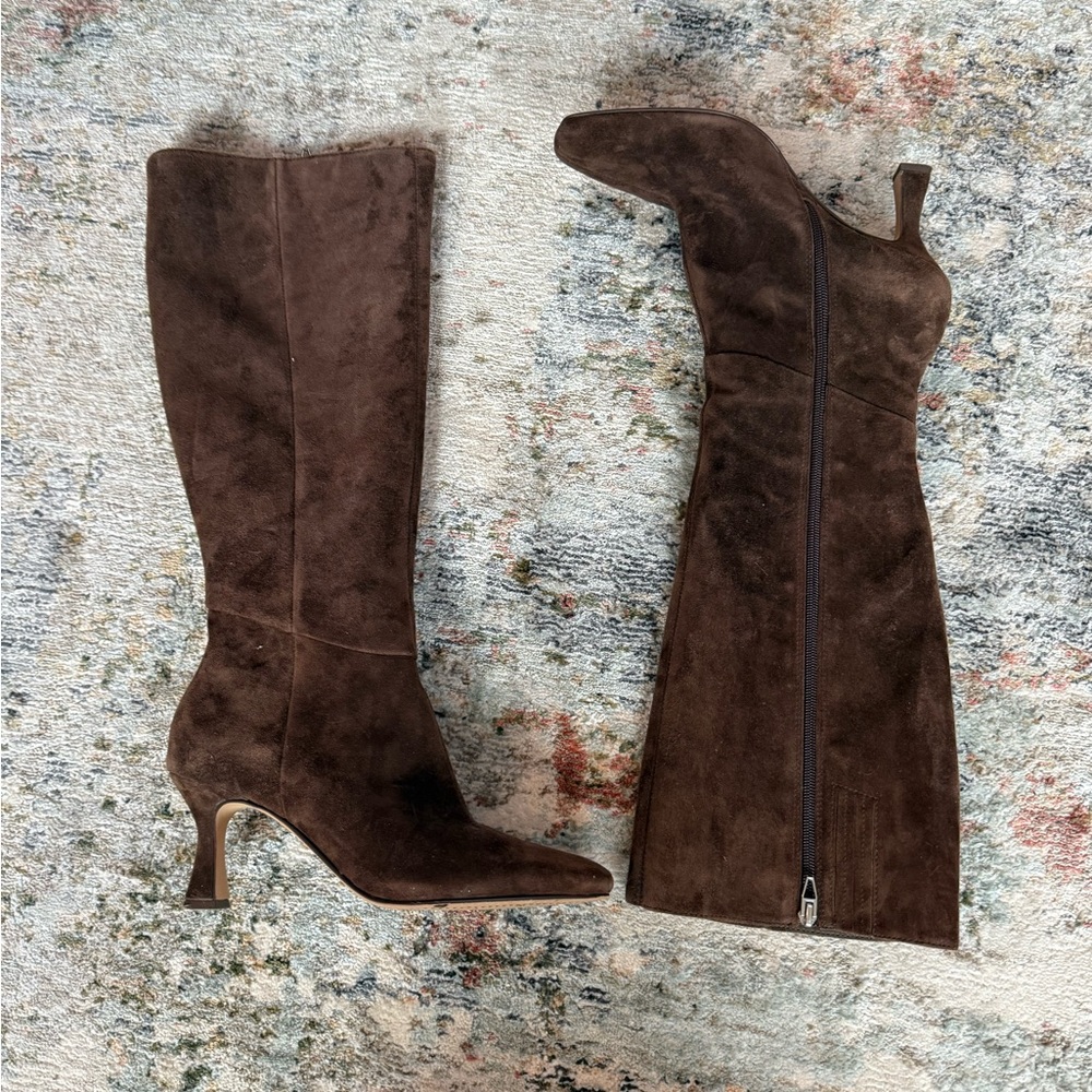 Dolce Vita Brown Suede Heeled Boots - Picture 9 of 10
